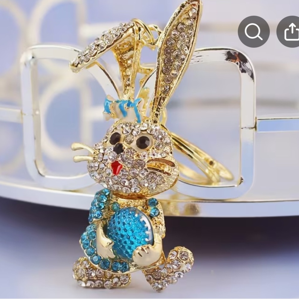 Rhinestone Rabbit Keychain